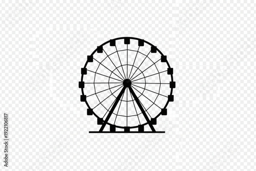 Ferris Wheel Silhouette: A striking silhouette of a classic Ferris wheel against a clear background, evoking a sense of joy, amusement, and the simple pleasures of leisure.