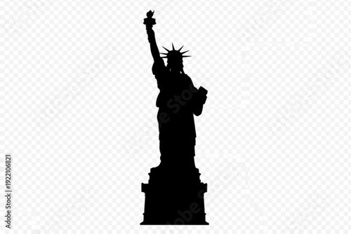 Statue of Liberty Silhouette: An iconic silhouette of the Statue of Liberty, set against an airy backdrop, embodies freedom, hope, and the spirit of a nation.