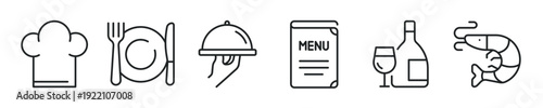 Restaurant thin line icon set. Web minimal icons