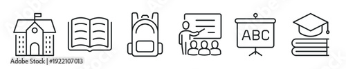 School thin line icon set. Web minimal icons