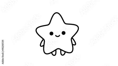 Cute Cartoon Star Character with Happy Face and Small Arms and Legs