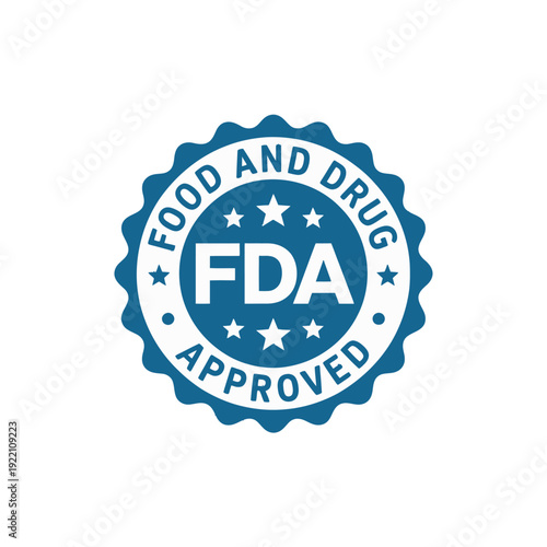 Official blue circular badge confirms strict Food and Drug Administration approval.