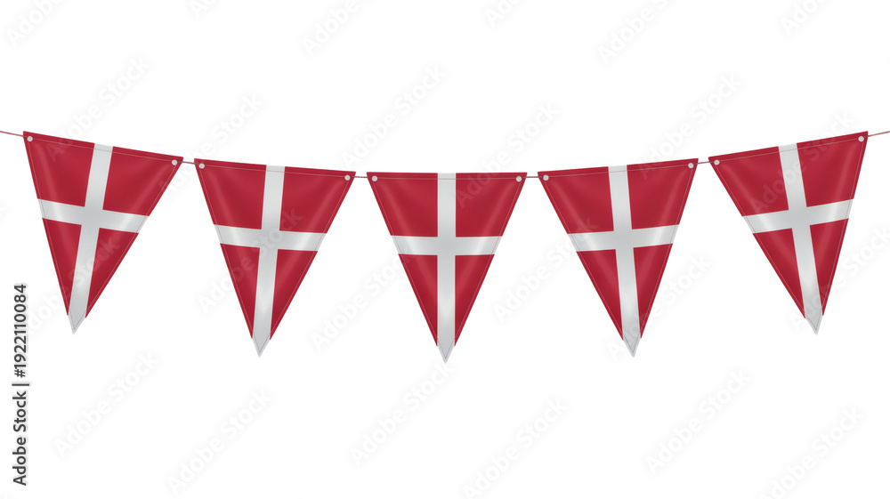 Fototapeta premium Vibrant Danish flag bunting creates festive atmosphere for celebrations, parties, and national events