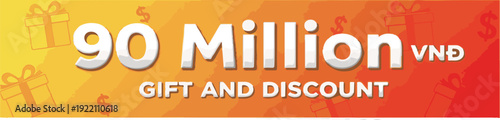 90 Million Gift Discount Banner, Special Offer Promotion with Vietnamese Dong currency.