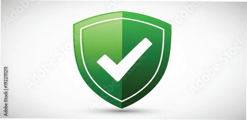Green security shield icon with a check mark symbolizing protection, safety, and successful verification for secure systems.