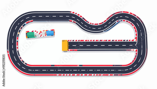 Go Kart Racing Track Illustration, Cartoon Style