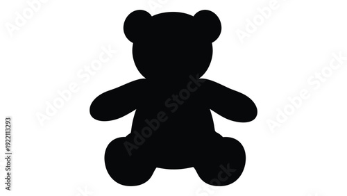 A black silhouette of a teddy bear on a white background isolated on white background, Vector