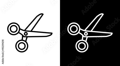 Scissor White Icon Set Vector 