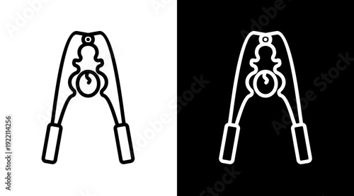 Crack Nuts White Icon Set Vector 