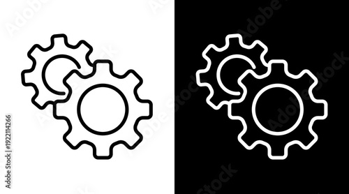 Gear White Icon Set Vector 