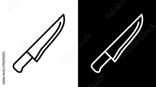 Knife White Icon Set Vector 