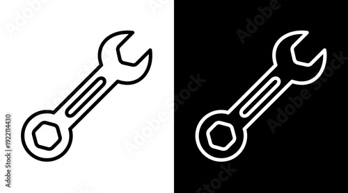 Wrench White Icon Set Vector 