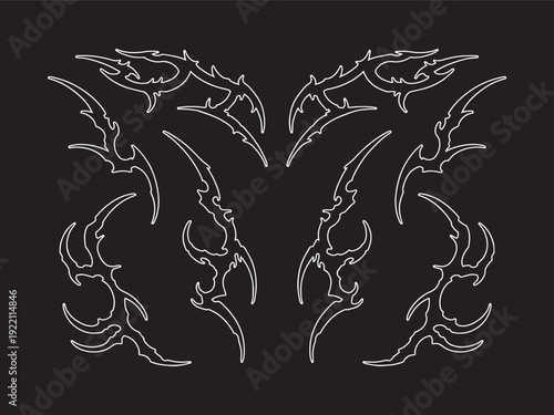hand drawn bundle gothic tribal illustrations y2k shape cybersigilism outline