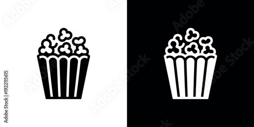 Black and white popcorn on split background cinema