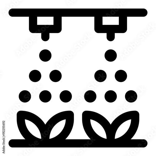 This icon represents advanced hydroponic systems, showing plants growing with automated nutrient delivery. Ideal for illustrating sustainable agriculture.