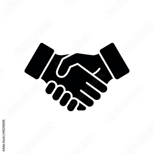 Black handshake on white background symbol agreement