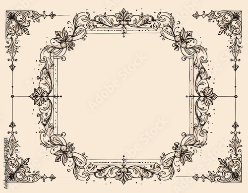 ィクトリア様式の繊細なラインで描かれたクラシックな装飾フレームとオーナメント