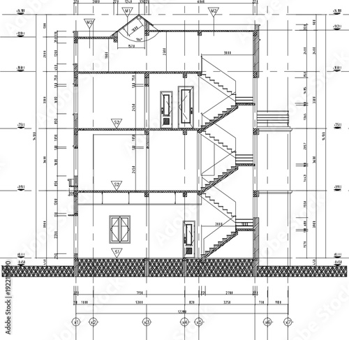 Sophisticated Architectural Blueprint for a Three-Level Private Residence Highlighting Precise Scaling and Facade Proportion Standards
