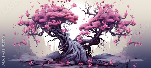 Banyan orchid vector illustration t-shirt design ,generative AI