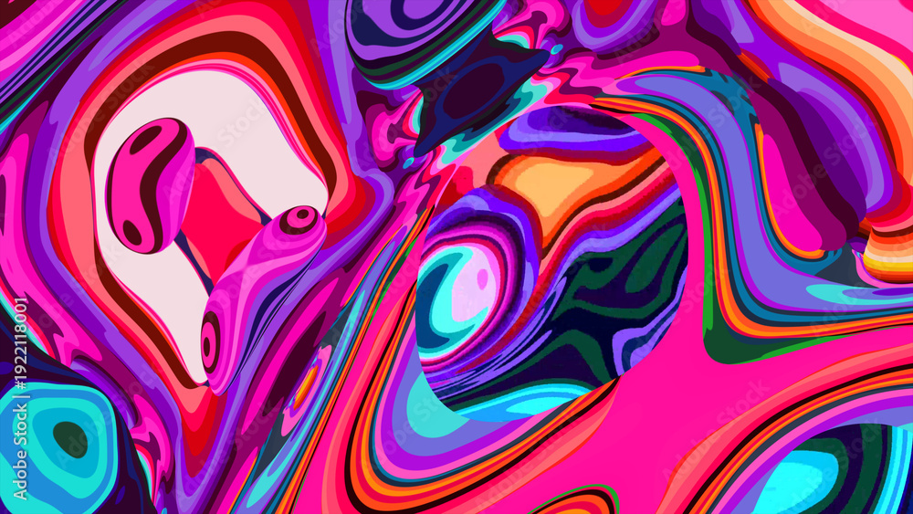 Obraz premium Colorful abstract swirl pattern with vibrant psychedelic design
