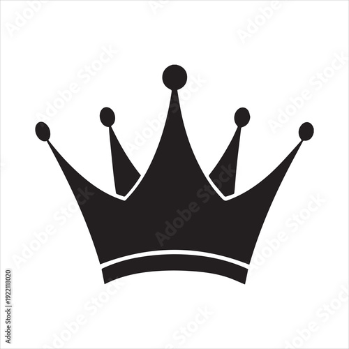 Minimalist crown silhouette solid black vector isolated on transparent background