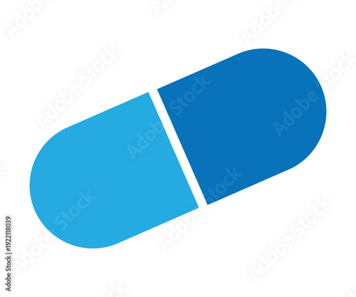 Blue Medical Capsule Icon Representing Medicine or Health