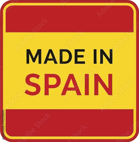High-Quality Label Design Featuring 'Made in Spain' with Vibrant Colors for Authenticity