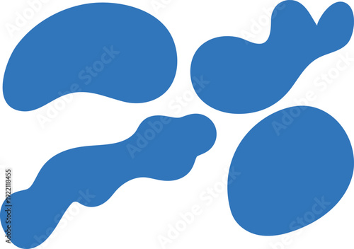Abstract Doodle Shape Decorative Element, Four blue kidney organ illustrations on white background