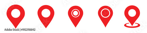 Location Pin Icons Collection, Red Map Markers