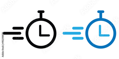 Stopwatch Icons, Fast Time and Speed Symbols