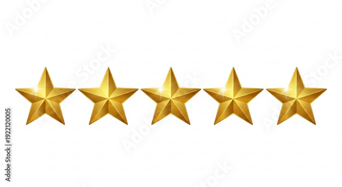 Five golden stars rating excellence and quality