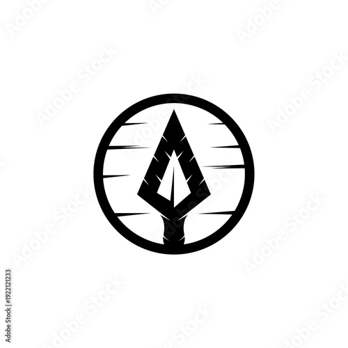 simple spear and sun element logo design vector with flat style in black color