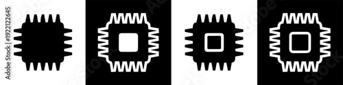 Computer Chip Icon Set for CPU Hardware Technology Artificial Intelligence and Circuit Processor Digital Interface