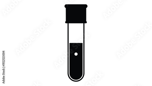 A simple black and white illustration of a test tube isolated on white background, Vector