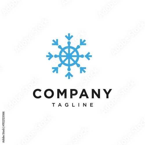 Ice Steering Wheel Ship Logo Icon Vector