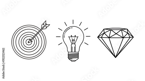Target and light concept with a diamond symbol design illustrating focus and innovation.