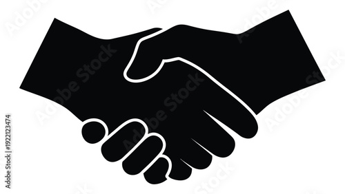 A handshake between two people in black and white isolated on white background, Vector
