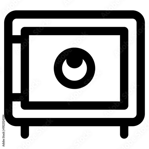 Minimalist outline icon of a sturdy safe, representing financial security, data protection, and valuable storage.