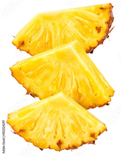 Wallpaper Mural Three Slices of Fresh, Ripe Pineapple Arranged Vertically Against a White Background. Torontodigital.ca