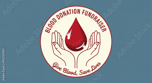 Blood Donation Fundraiser Give Blood Save Lives Symbol.