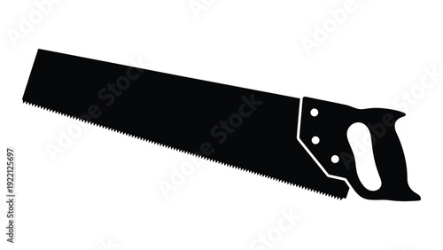 A black silhouette of a handsaw on a white background isolated on white background, Vector