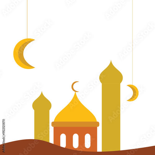 illustration of mosque in yellow colour
