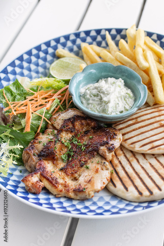 Wallpaper Mural grilled chicken breast with porario fries and salad meal Torontodigital.ca