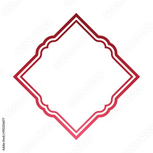 Red Ornamental Frame Geometric Islamic Arabic Decorative Border Vector