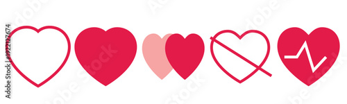 Heart icon set outline and filled love symbol collection vector