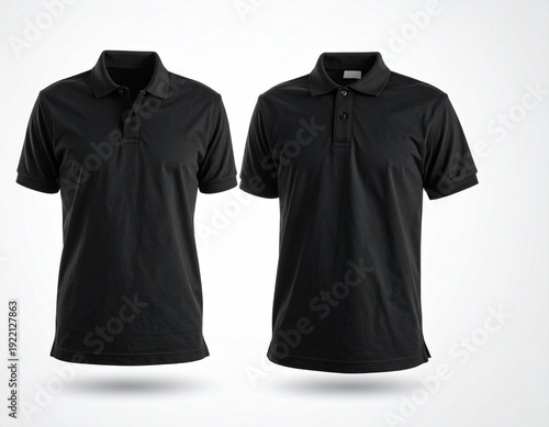 Wallpaper Mural Two Black Polo Shirts Displayed on a White Background, Fashion Apparel. Torontodigital.ca