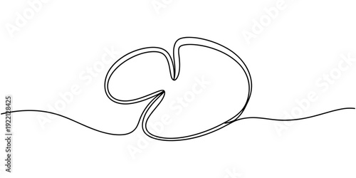 lily pad icon continuous one line drawing, Outline drawings of water lily plants in pond, leaf pads. Set of lotus leaves in sketch style. Botanical vector illustration isolated on white background.