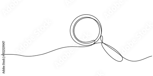 one line drawing magnifying glass sketch, one continuous line illustration of magnifying glass, continuous line drawing of magnifying glass lens, Search interface icon and sign continuous one line
