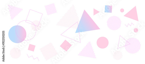 春をイメージしたカラフルな幾何学模様の背景イラスト　ジオメトリック　メンフィス