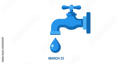 Water Faucet Drip Conservation Flat Vector World Water Day Design
